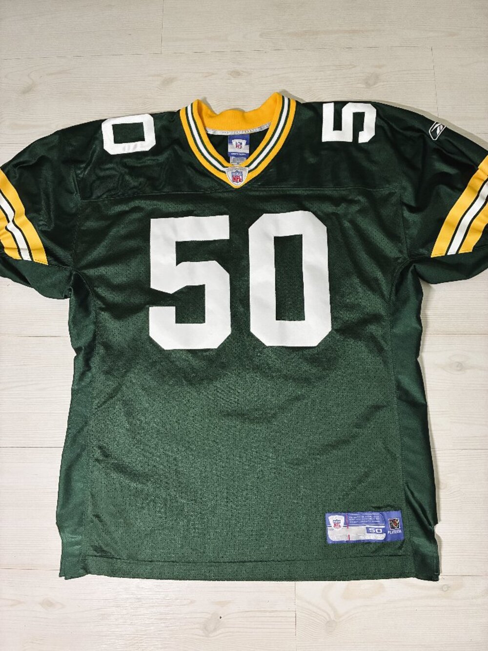 Vintage Reebok NFL Green Bay Packers AJ Hawk On-Field Jersey Size 50 (2006)